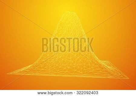 Wireframe Terrain Background. Cyberspace Landscape Grid Technology Vectorillustration