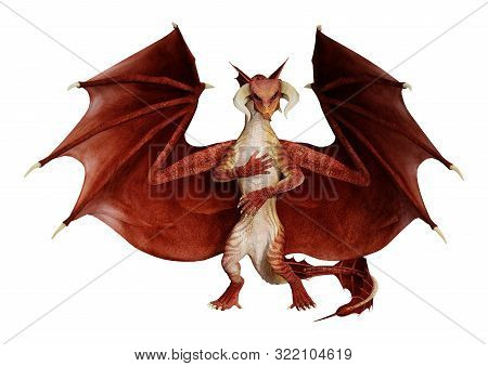 3D Rendering Fairy Tale Dragon On White
