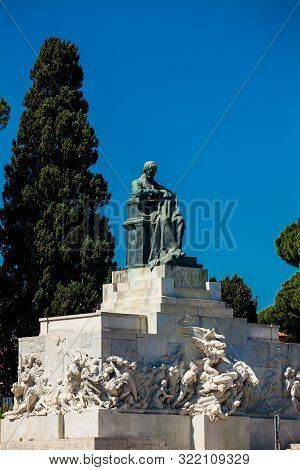 Rome, Italy - April, 2018: Monument To The Italian Politician Giuseppe Mazzini