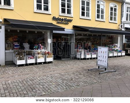Roskilde, Denmark - July 19, 2019: Entrance Of Flying Tiger, A Danish Variety Store Chain.