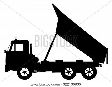 Tipper Dump Truck Unloading. Isolated White Background. Eps File Available.