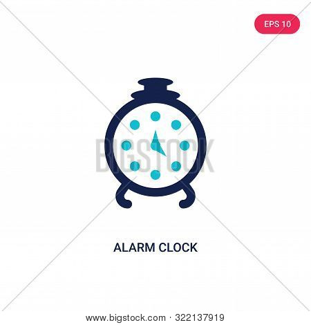 alarm clock icon in two color design style.