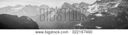Alpine Scenery With Mountain Range In Winter