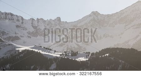 View Of A Mountain Slope In Winter