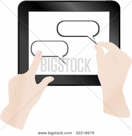 Cloud-Computing und Touch-Pad-Konzept. Hand zu berühren die Wolke