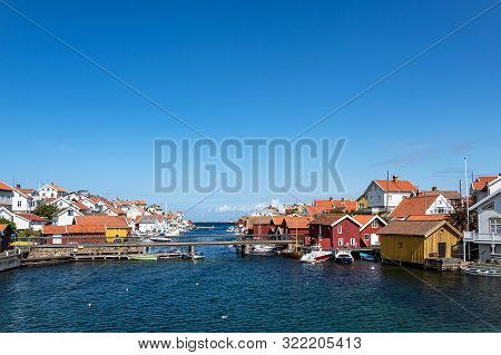 View To The City Gullholmen In Sweden.