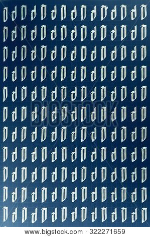 Lettering White On Dark Blue Practice Writing Worksheet. Handwriting Symbol Filling Pattern. Calligr