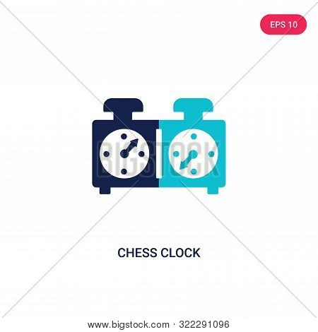 chess clock icon in two color design style.