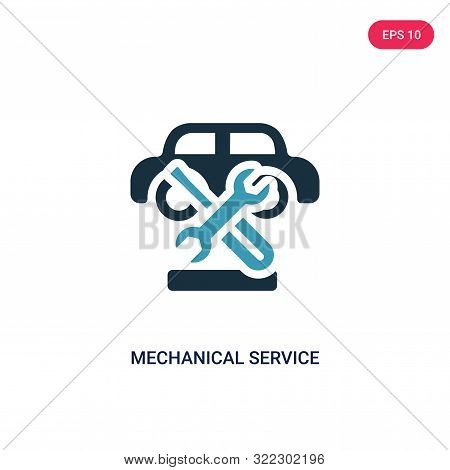 mechanical service of a car icon in two color design style.