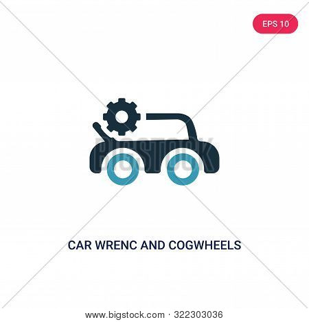 car wrenc and cogwheels icon in two color design style.