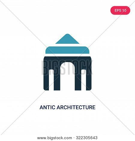 antic architecture icon in two color design style.