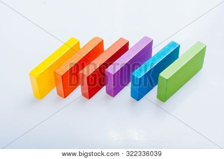 Colorful Domino Blocks Placed On A White Background