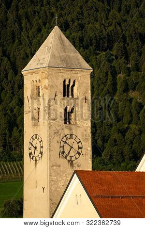 Church Tower Of St. Johannes In Laas (south Tyrol, Italy) On A Sunny Morning In Summer