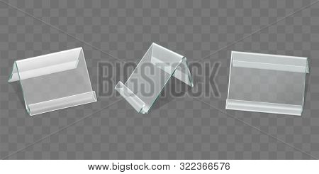 Acrylic Nameplate, Plastic Table Display Or Talker, Menu Holder Front, Half Turn View 3d Realistic V