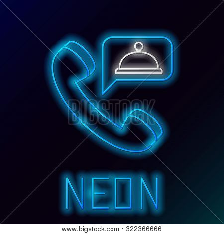 T Shirt Of Blue Glowing Neon Line Food Ordering Icon Isolated On Black Background Order By Mobile Phone Restaurant Food Delivery Concept Colorful Outline Concept Vector Illustration