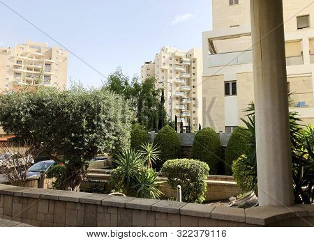 Holon, Israel  April 07, 2019:residential Building, Trees And Streets In Holon, Israel.