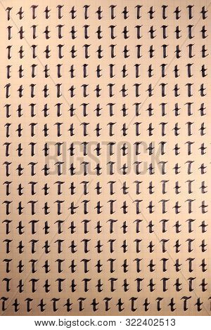 Lettering Practice Writing Worksheet. Handwriting Symbol Filling Pattern. Calligraphic Letter T Lear