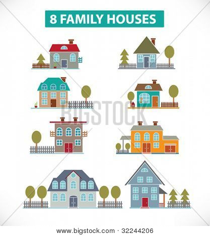 8 aile houses.vector