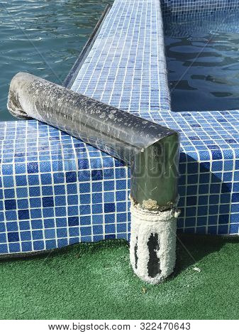 The Resort Of Salt Lakes. Salt Water In The Pool Shimmers In The Sun. On The Sides Of The Pool Visib