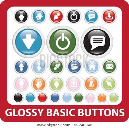 glossy basic buttons. vector