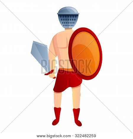 Roman Gladiator Icon. Cartoon Of Roman Gladiator Vector Icon For Web Design Isolated On White Backgr
