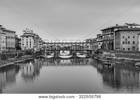 Famous Historic Ponte Veccio In Florence At River Arno