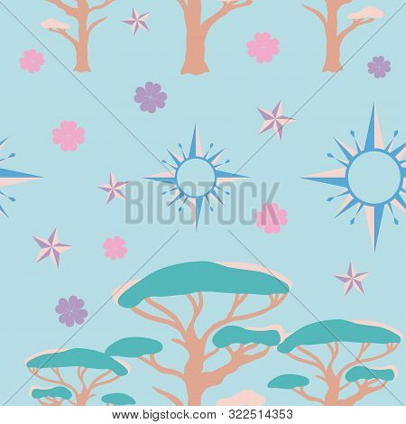 Light Blue Lucky Symbols Seamless Background Pattern. Works As A Background For Many Creative Projec
