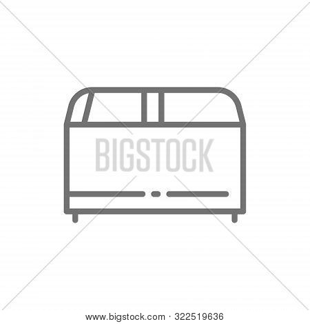 Ice Cream Freezer With Sliding Glass Line Icon.
