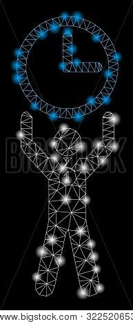 Flare Mesh Time Champion With Glitter Effect. Abstract Illuminated Model Of Time Champion Icon. Shin