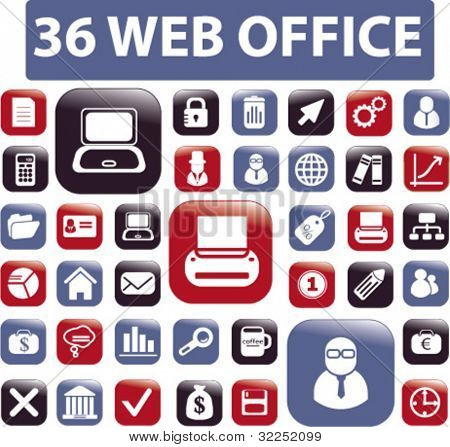 36-Web-Office-Schaltflächen. Vektor