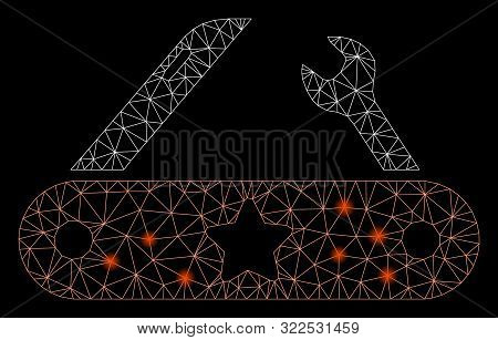 Flare Mesh Universal Multitool Knife With Glare Effect. Abstract Illuminated Model Of Universal Mult