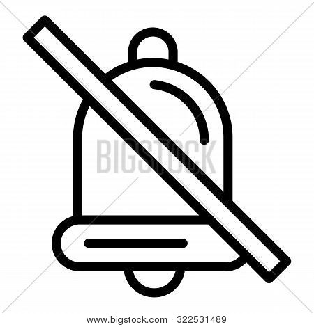 Strikethrough Bell Icon. Outline Strikethrough Bell Vector Icon For Web Design Isolated On White Bac