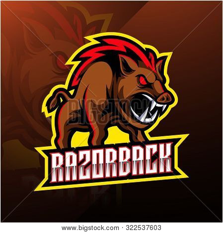 Razorback Sport Mascot Logo Design With Text