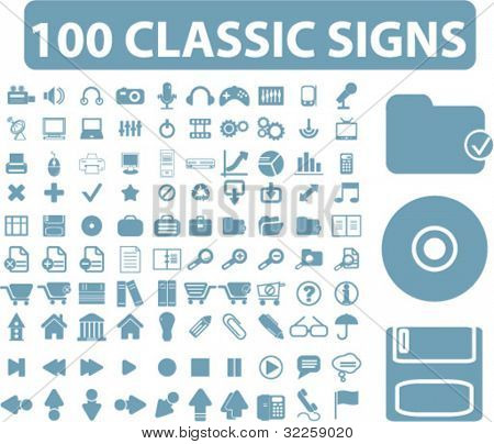 100 ป้ายคลาสสิก เวกเตอร์