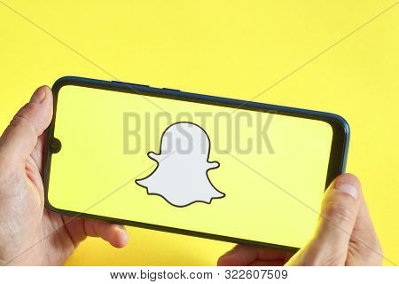 Montreal, Canada - August 20, 2019 - Snapchat Application On An Android Smartphone. Snapchat Is A Mo