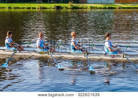 Brandys Nad Labem, Czechia - September 11, 2016: Youth Rowing Race On Labe Elbe River In Brandys Nad
