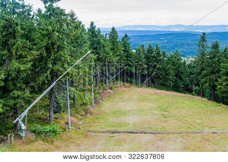 Summer View Of A Ski Slope From Serlich Mountain In Orlickie Mountains, Poland