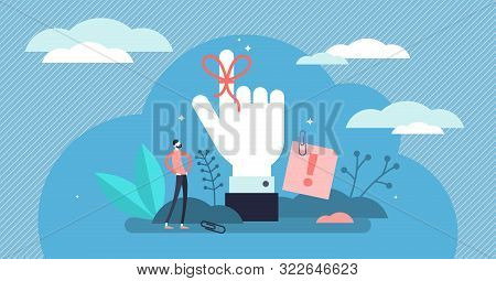Reminder Vector Illustration. Flat Tiny String Around Finger Person Concept. Creative Method To Reme