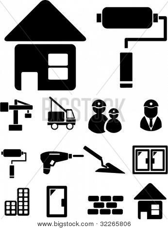 costruzione & riparazione icone set, vector illustrations