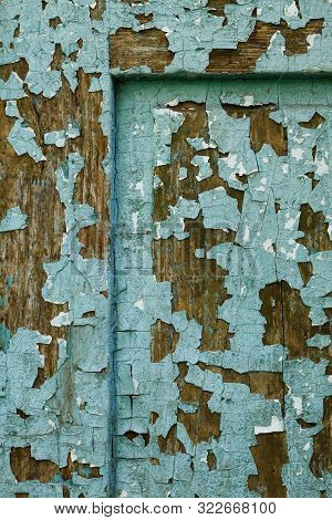 Old Wooden Blue Boards. Cracked Blue Paint