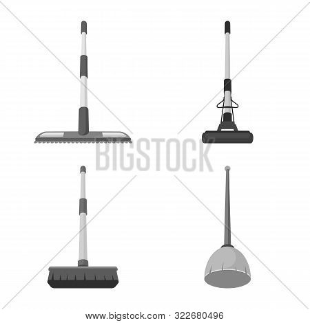 Isolated Object Of Tool And Mopping Symbol. Set Of Tool And Household Vector Icon For Stock.