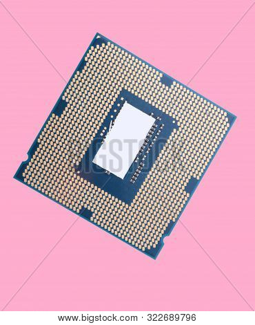 Central Processor Unit Isolated On Pink Background At Dry Sunny Day