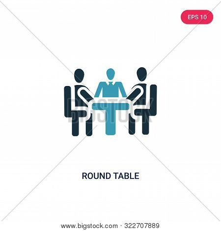round table icon in two color design style.