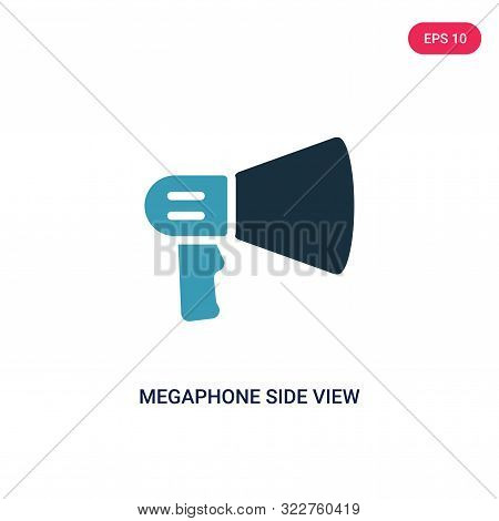megaphone side view icon in two color design style.