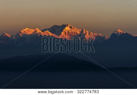 Kanchenjunga Peaks Seen From Sikkim In India