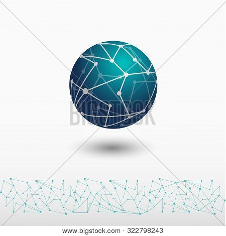 Vector Logo Globe. Sphere With A Network. Communication And Connection Logo Template