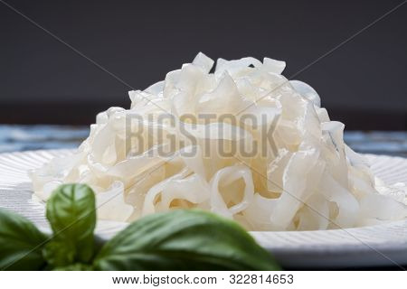 White Konjac Shirataki Noodles, Gluten Free And No Fat Diet Vegetarian And Vegan Asian Food