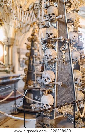 Human Skulls And Bones In Ossuary Sedlec Kostnice