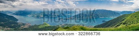 Panoramic View Of Lake Como As Seen From  Monte Crocione Summit, Lombardy, Italy