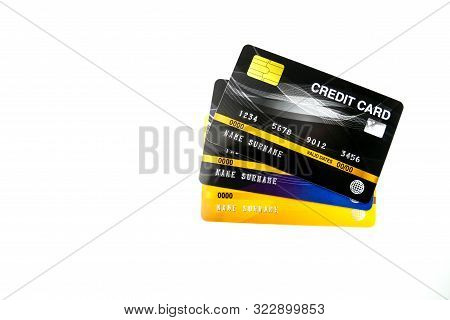 Mockup Credit Card, The Popular Payment Method With Plastic And Chipcard Card Close Up Shot And Isol